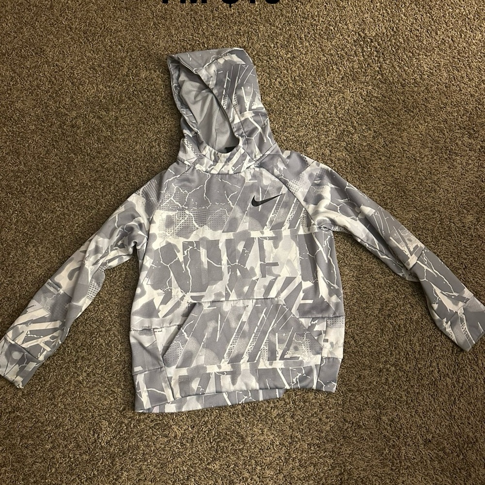 Nike Kids Patterned Gray Hoodie